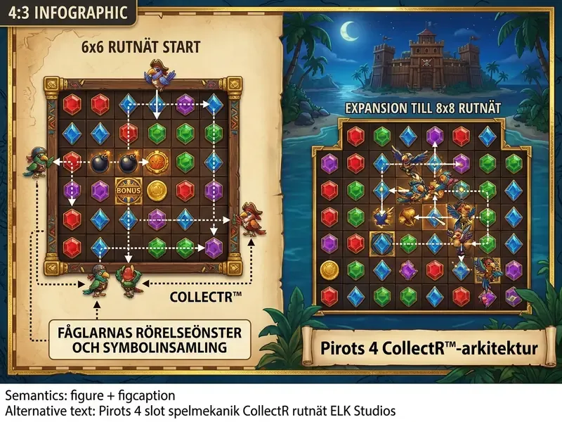 Pirots 4 slot spelmekanik CollectR rutnät ELK Studios