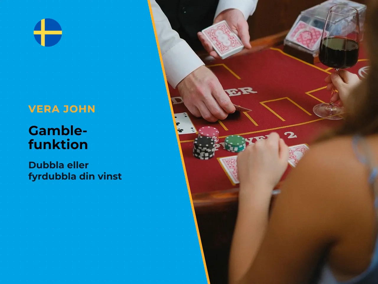 Gamble-funktionen dubbla eller fyrdubbla vinsten. Spelet