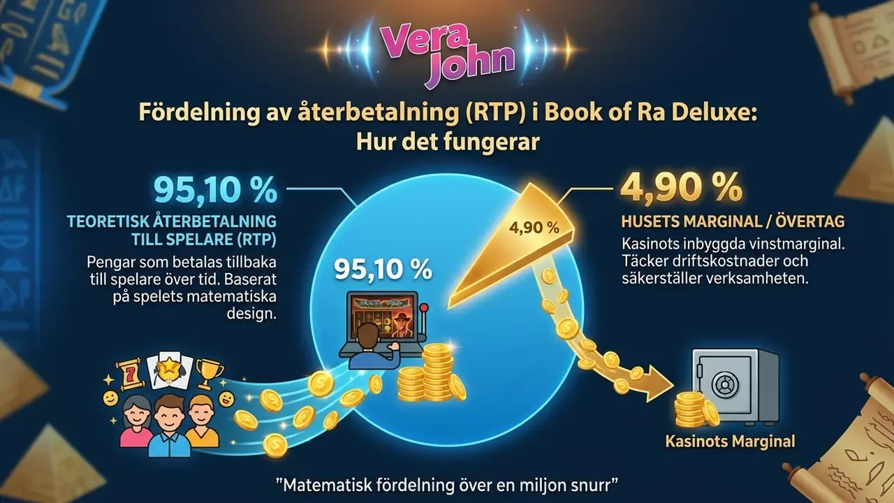 Book of Ra Deluxe RTP och husets marginal diagram